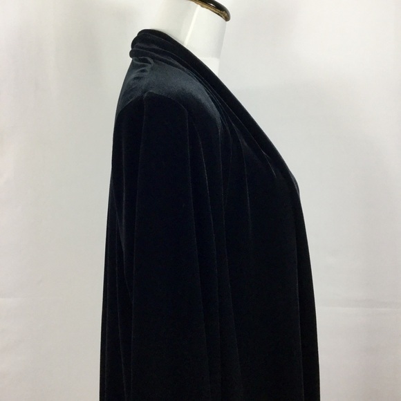 Vintage R&K Evenings Open Front Black Velvet Jacket Cardigan - Picture 11 of 13